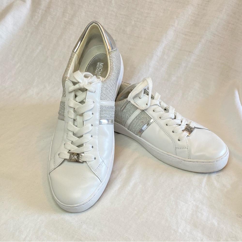 MICHAEL Michael Kors White and Silver Sneakers